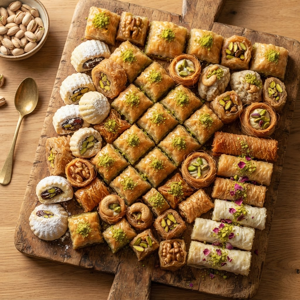Assortment of traditional Lebanese pastries and sweets